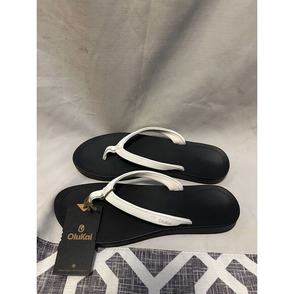 NWT Women's Olukai UIKI Flip Flop Comfort Sandal Bright White / Lava Size 11 - Picture 3 of 5